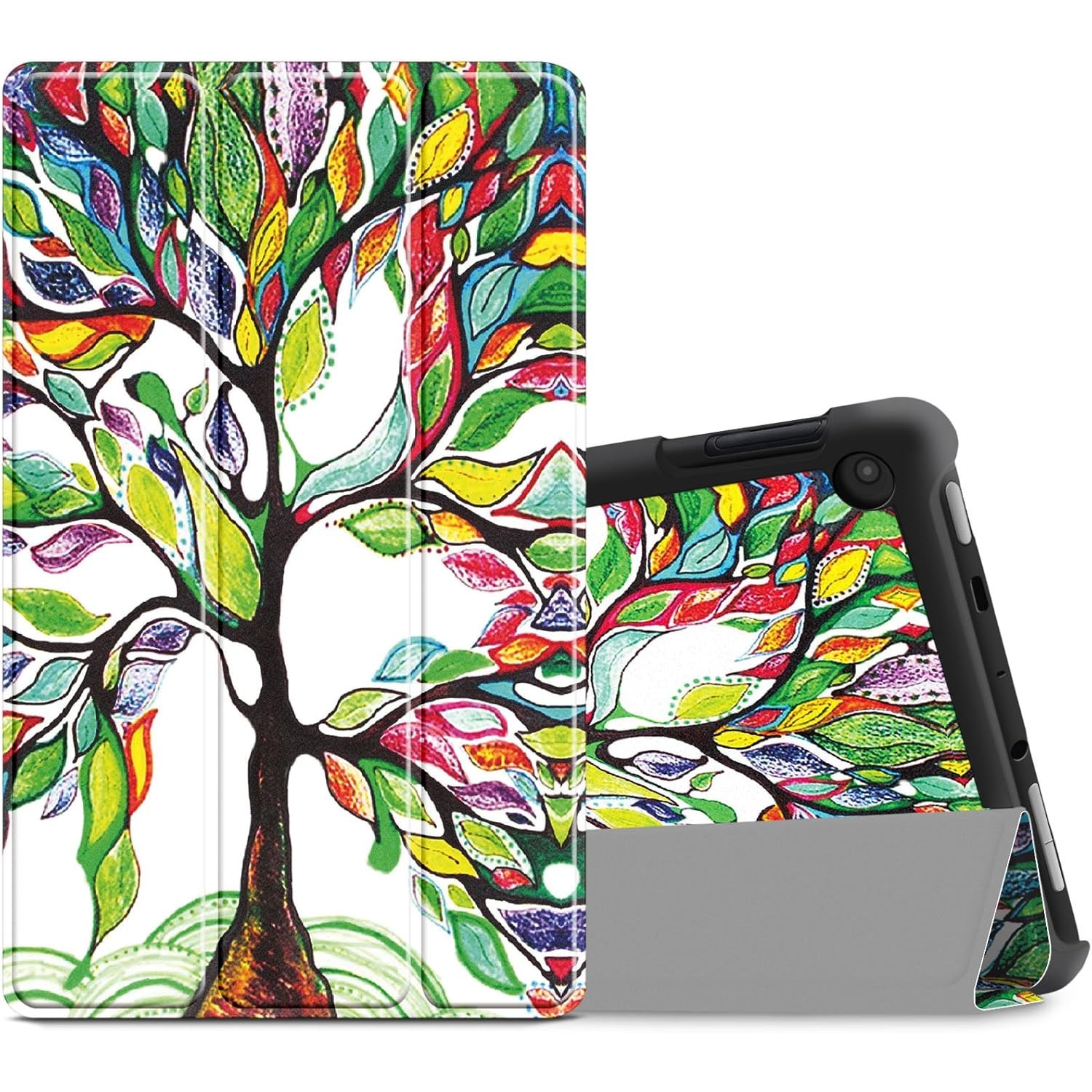 Husa pentru Samsung Galaxy Tab S10+/S9+/S9Fe+, 12.4", UltraSlim de tip stand, functie sleep/wake-up, Smart Cover, ColorFull Tree, Sigloo