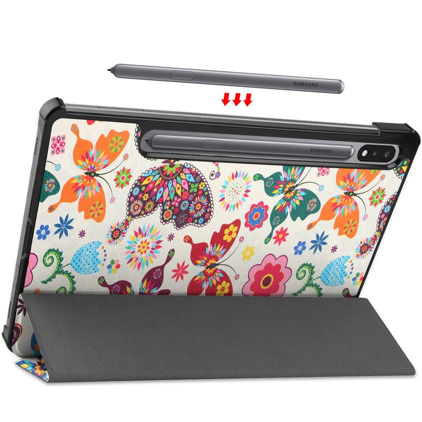 Husa pentru Samsung Galaxy Tab S10+/S9+/S9Fe+, 12.4", UltraSlim de tip stand, functie sleep/wake-up, Smart Cover, ColorFull Tree, Sigloo