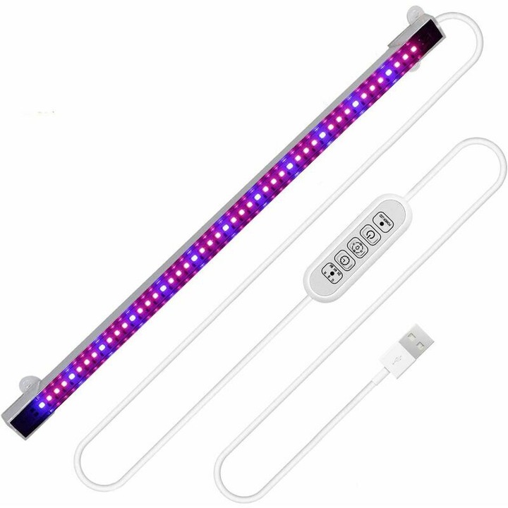 Növényvilágítás automata időzítővel, 48 LED, 10W, 33cm, fehér