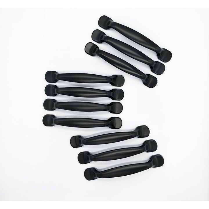 Set 20 manere pentru dulap, Enforose, negru mat, aliaj de aluminiu, instalare usoara