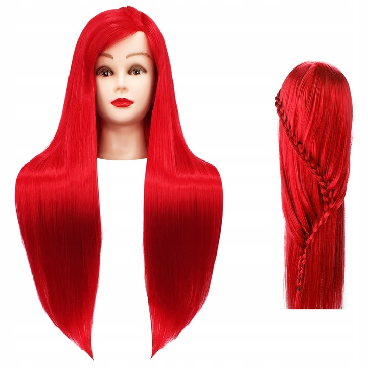 Фризьорска глава Calissimo, 60 см, синтетична коса, червена