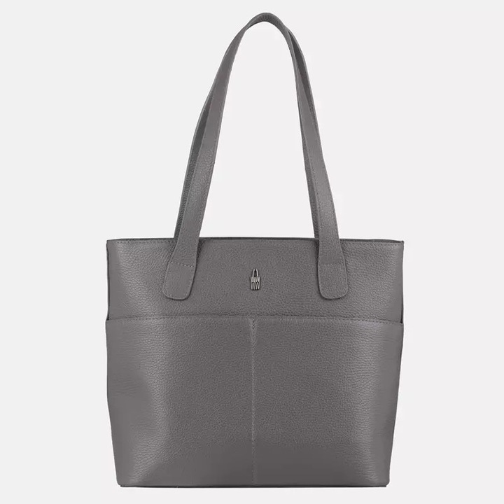 Női táska, Wojewodzic, MARIE modell, bőr, szürke, 5 rekeszes