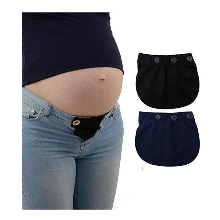 Set extensor talie pantaloni maternitate, negru si albastru inchis, 22x20x18cm