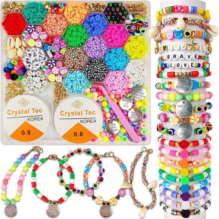 Set margele colorate pentru bijuterii DIY 3600 buc multicolor