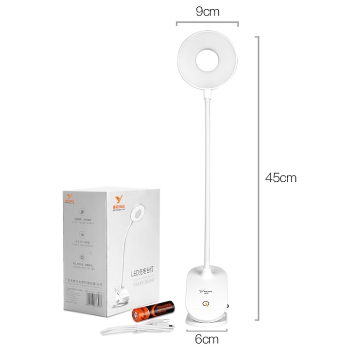 Lampa LED wireless dimabila cu clip, alb, 45cm