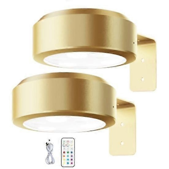 Fali lámpa, 2 darab, RGB világítás 13 színben, szabályozható fényerejű, elemes tápellátás, 8.5x3cm