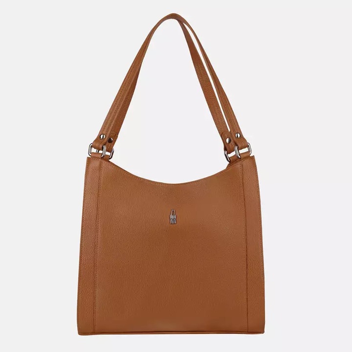 Női táska Wojewodzic Sofia, valódi bőr, 3 rekeszes, 4 zsebes, barna