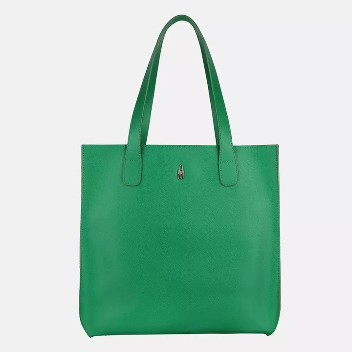 Női bőr bevásárlótáska, Wojewodzic, zöld, 30x45cm
