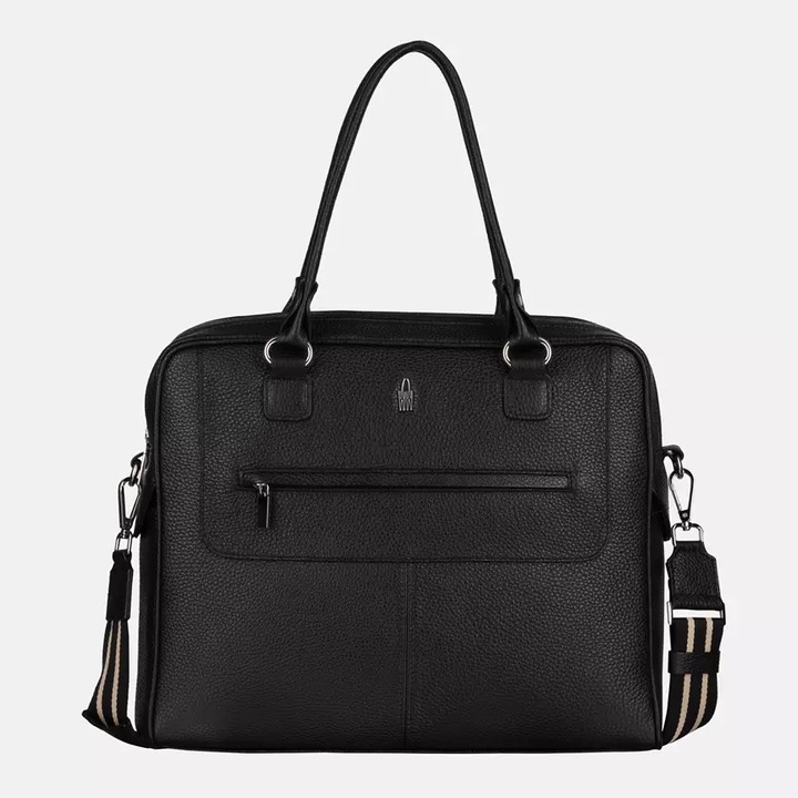 Wojewodzic Valentina női táska, fekete bőr, 35x28x10cm