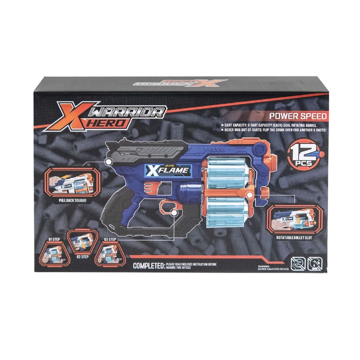 Pistol jucarie Jialixin X-Flame Elite 32x18x6cm albastru, set cu munitie