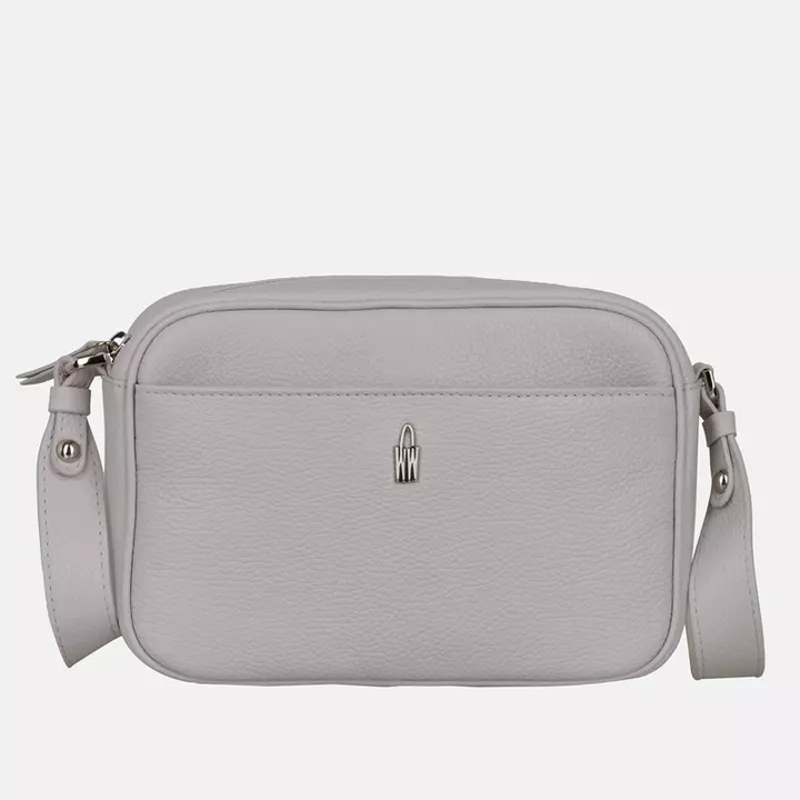 Női táska, Wojewodzic, LUKA, valódi bőr, szürke, kis méret