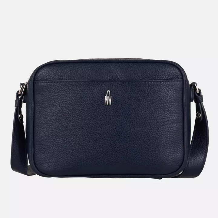 Női táska, Wojewodzic, rózsaszín levéltartó, valódi bőr, 2 rekeszes, kék