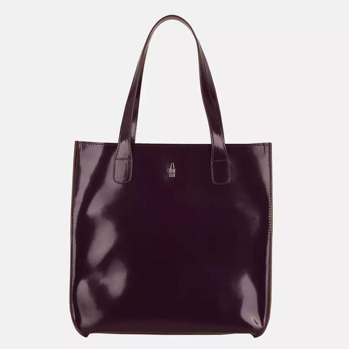 Női táska, Wojewodzic, GILDA modell, természetes bőr, lila, nagy méret