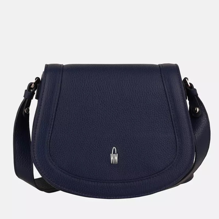 MIRA bőr válltáska, Wojewodzic, gránátvörös, ezüst részletek, kompakt méret