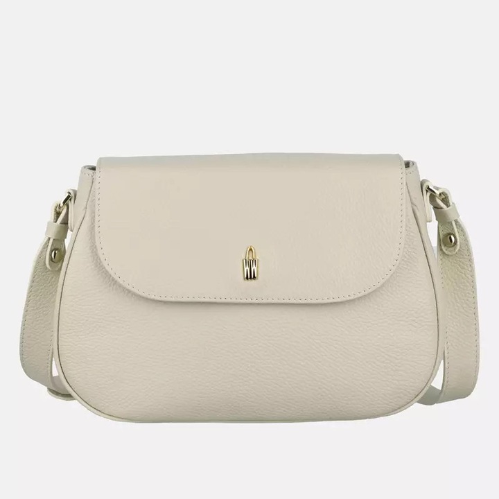 Női táska, Wojewodzic, MAYA modell, természetes bőr, krémszínű, 30x21x9cm