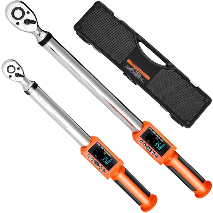 Set Chei Dinamometrice Digitale, 2 Piese, Actionare 1/2 & 3/8 Inch, 72 Dinti, Design Electronic, Forma Compacta