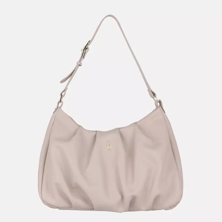 Női táska, Wojewodzic, SELENA modell, valódi bőr, 3 rekeszes, bézs