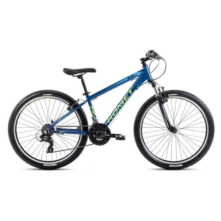 Bicicleta de munte Romet Rambler R6.0 Albastru/Lime, roti 26inch, marime M/17inch