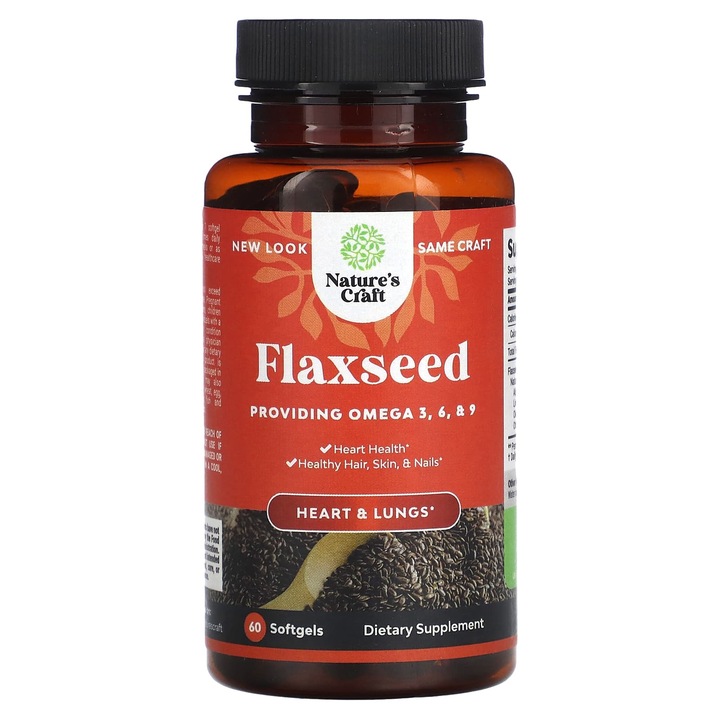 Supliment alimentar, Nature's Craft, Seminte de in, 1000 mg, 60 capsule