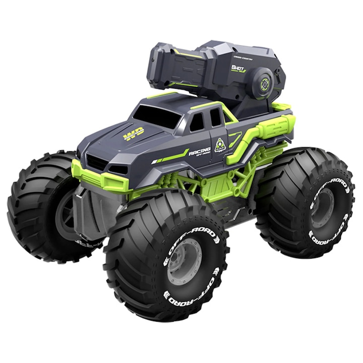 Timebox 3 az 1-ben RC autó vízsugárral és gesztusvezérléssel – Monster Truck Stunt Off-Road és 4x4 távirányítós hajó, 360°-os forgatás, vízálló, interaktív ajándék 6-12 éves gyermekeknek, zöld