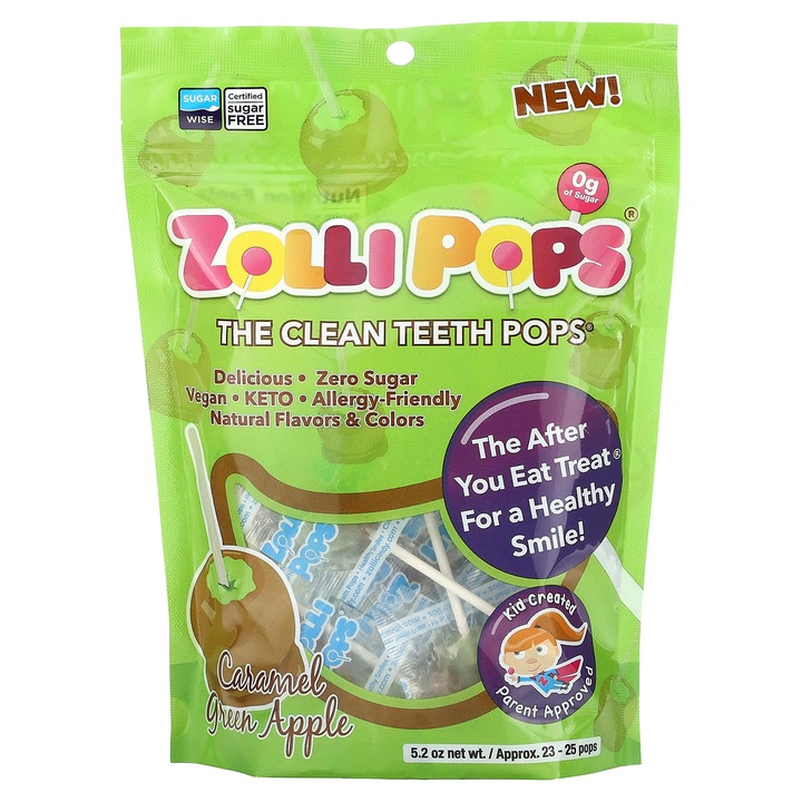 Supliment alimentar, Zollipops, The Clean Teeth Pops, caramel/mar verde