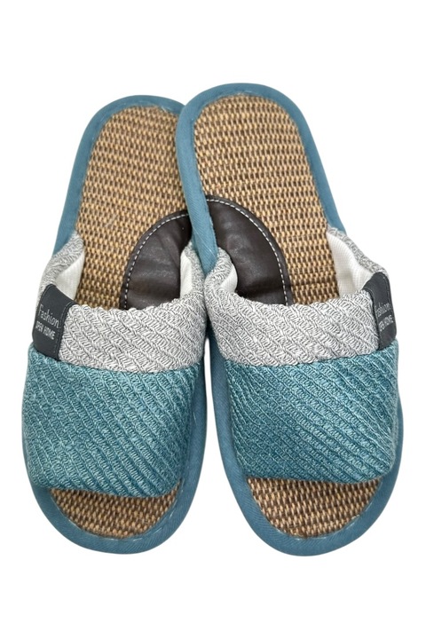 Papuci de casa decupati unisex, Tecos®, design modern, talpa comoda si respirabila, Turcoaz