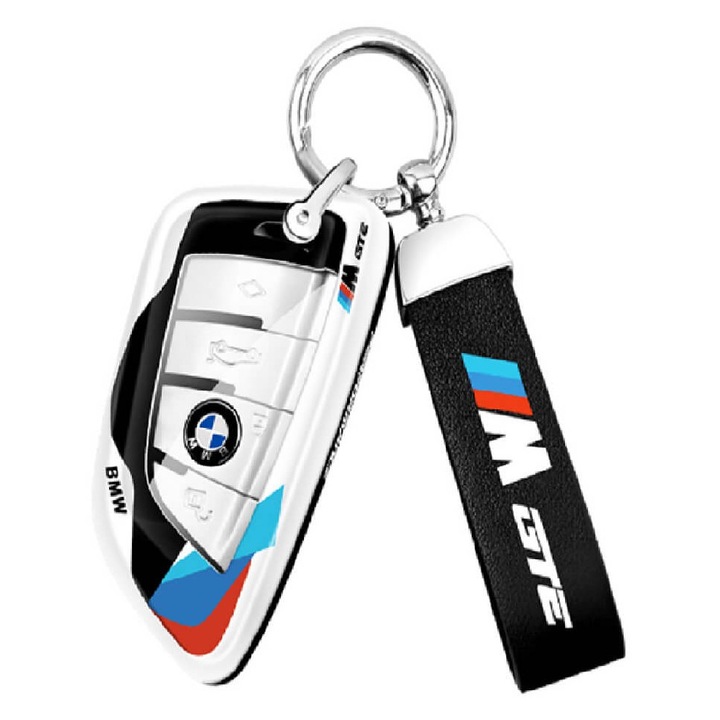 Autókulcstartó és kulcstartó ABS+TPU BMW G szériához, fehér színben