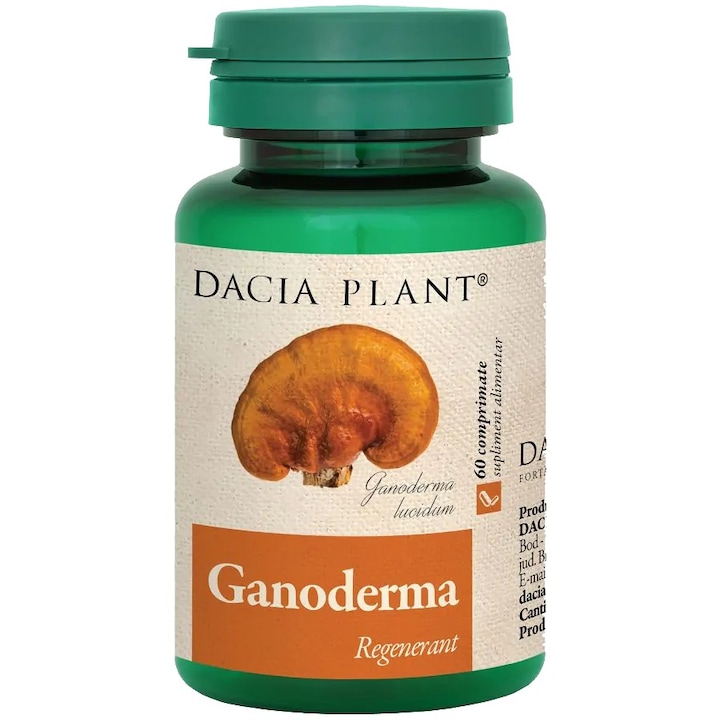 Ganoderma lucidum extract cu 20% polizaharide "Regenerare celulara si Sustinere imunitara", 60cp, Laboratoarele Dacia Plant