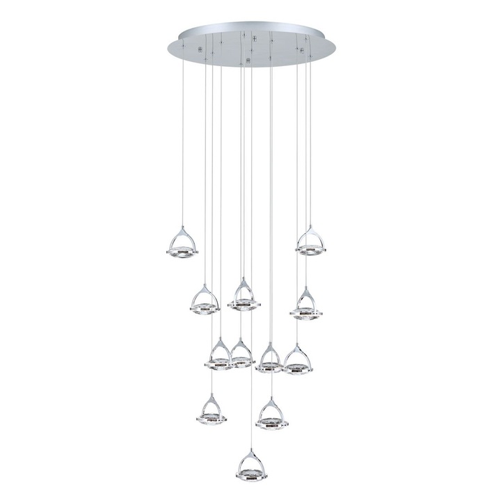LED висяща лампа MOON, 180 см, LED 82.5W/3600lm/3000K, кристално стъкло K9, хромирано покритие, стомана IP20 ORION