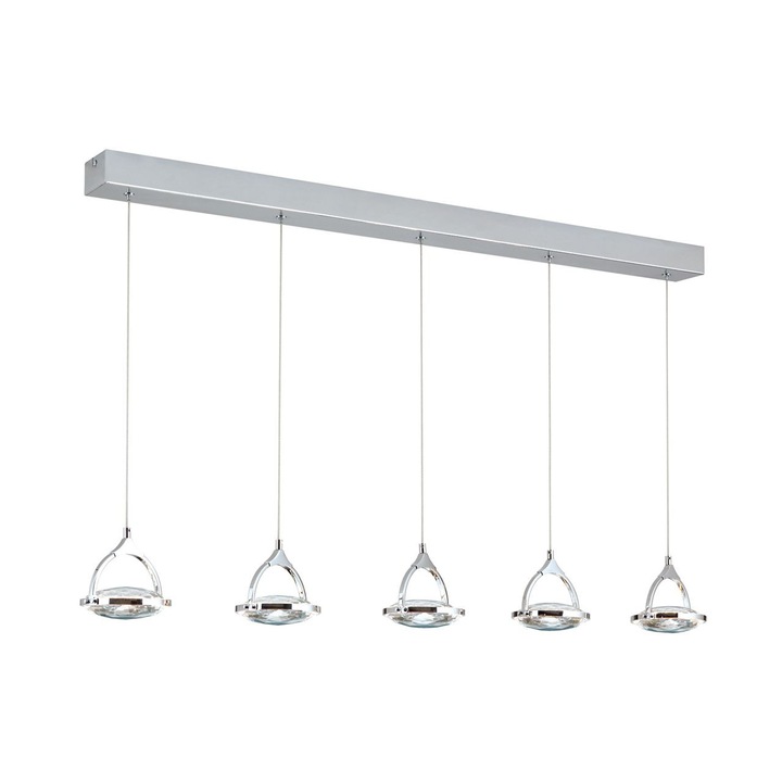 Pendul LED MOON, 150cm, LED 34W/1500lm/3000K, sticla cristalina K9, otel finisaj crom IP20 ORION