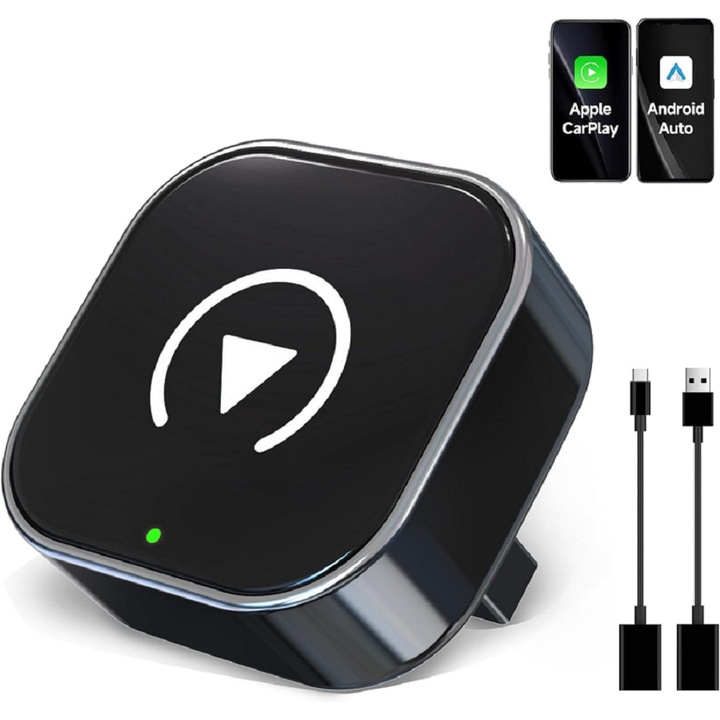 ANTCOOL 2 az 1-ben vezeték nélküli autós adapter, plug and play automatikus csatlakozás, Bluetooth 5.3, WiFi 2.4 és 5 GHz, normál USB és USB Type C adapter, fekete