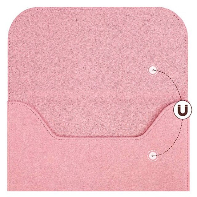 Husa protectie laptop 14.1"/15.6", piele ecologica, inchidere magnetica verticala, roz