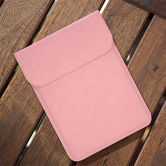 Husa protectie laptop 14.1"/15.6", piele ecologica, inchidere magnetica verticala, roz