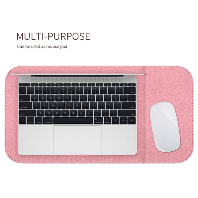 Husa protectie laptop 14.1"/15.6", piele ecologica, inchidere magnetica verticala, roz
