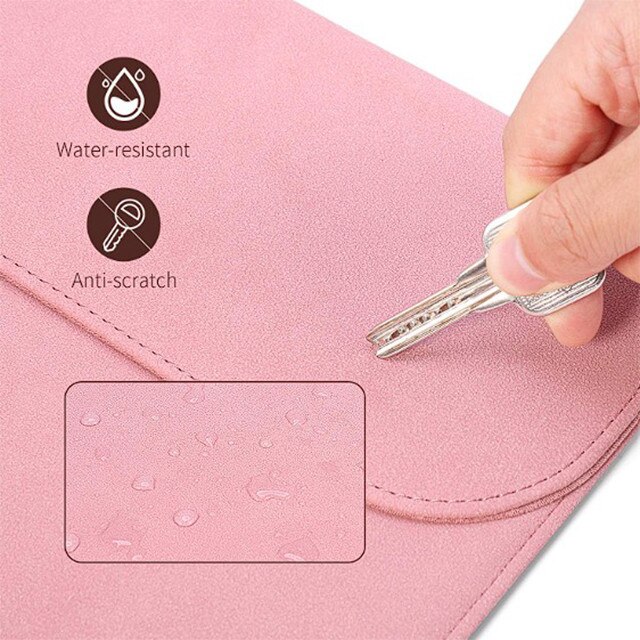 Husa protectie laptop 14.1"/15.6", piele ecologica, inchidere magnetica verticala, roz