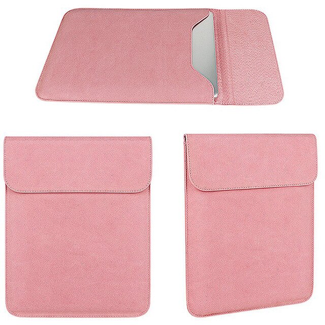 Husa protectie laptop 14.1"/15.6", piele ecologica, inchidere magnetica verticala, roz