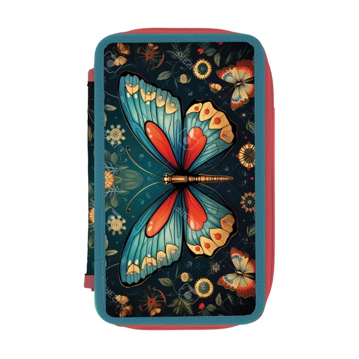 Herlitz 400198298 2 cipzár nélküli tolltartó, pillangó motívummal