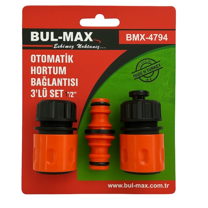 Комплект конектори за маркучи 1/2 инча, 3 части, бърза връзка, универсална съвместимост, здрава пластмаса, за напояване и градина