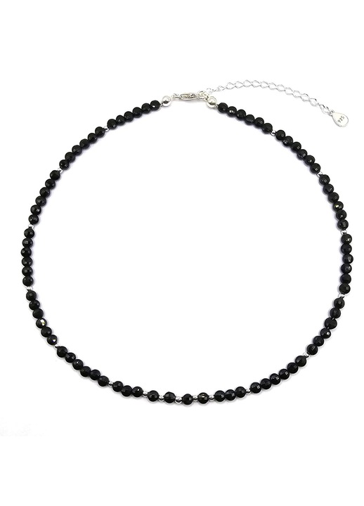 Colier handmade, ajustabil, din argint 925, Lexy's Boutique, pietre semipretioase spinel, negru/argintiu, max. 42 cm