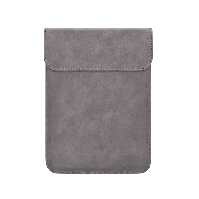 Husa protectie laptop 14.1"/15.6", piele ecologica, inchidere magnetica verticala, gri