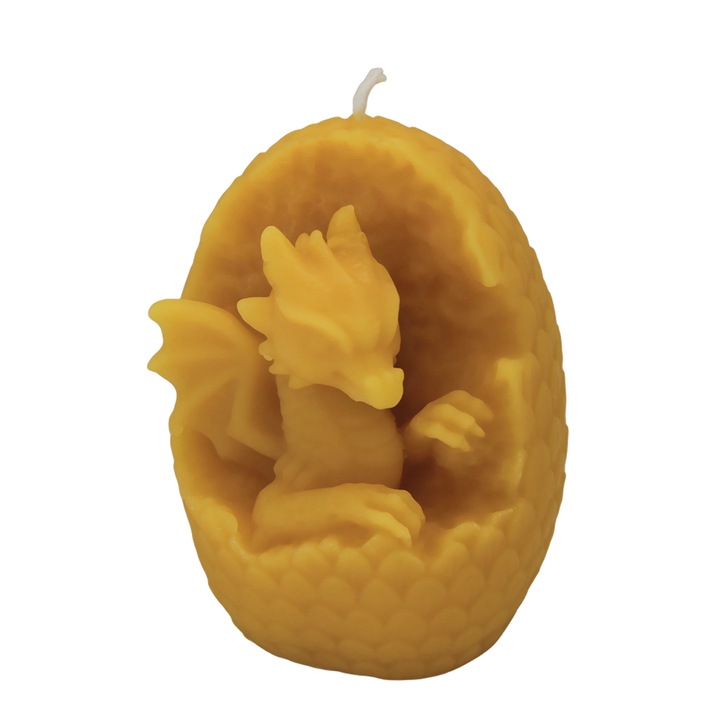 Свещ от естествен пчелен восък, Драконово яйце, Весели свещи, Ръчно изработена, Хелоуин, 230 гр.