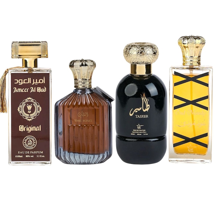 Set, Apa de Parfum, Ameer Al Oud Original/ The King/ Taseer/ Oud Moody, Barbati 4x100 Ml