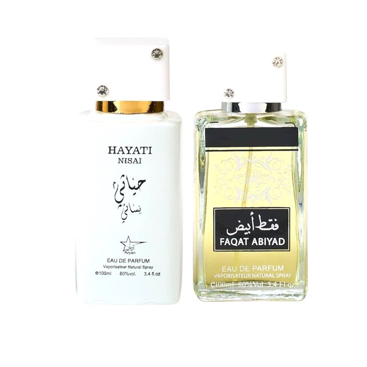 Set, Apa de Parfum, Hayati Nisai/ Faqat Abiyad, Femei, 2x100 Ml