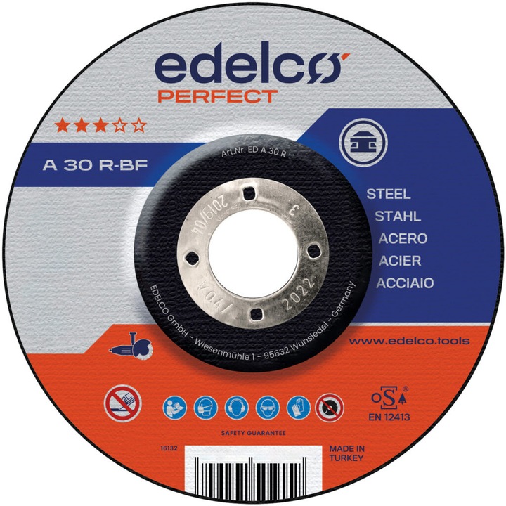 Disc flex EDELCO EDA30R125, 125x3x22.23mm, pentru debitat otel si metale neferoase