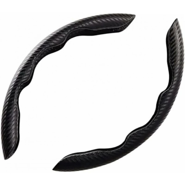 Set 2 huse volan universale, fibra de carbon, negru, 37x38cm