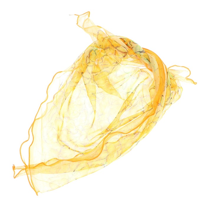 Esarfa de dama, Buticcochet, 60x60 cm, 40% matase 60% poliester, cu imprimeu floral, Portocaliu - ES2122