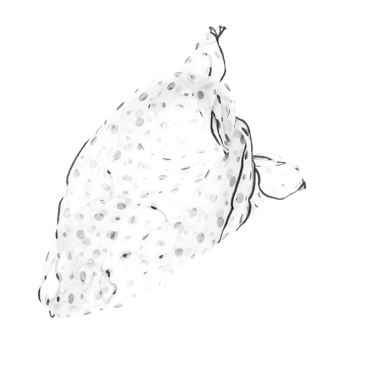 Női sál, Buticcochet, 60x60 cm, 40% selyem 60% poliészter, pöttyös mintával, fehér - ES2126