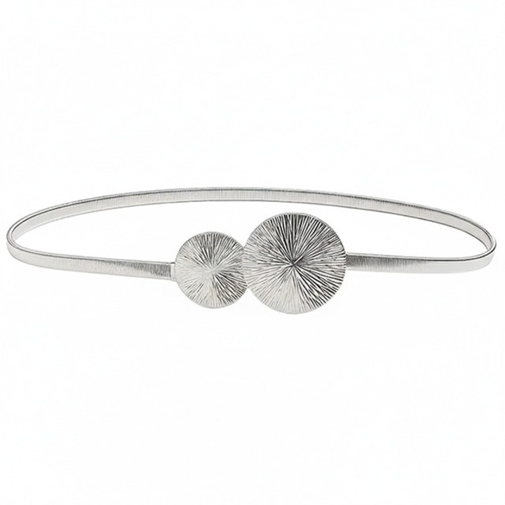 Curea dama extensibila, stil elegant, metalica, cu catarama cercuri, argintiu