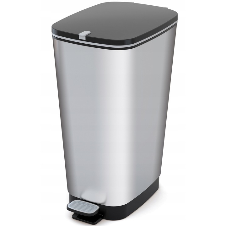 Cos de gunoi cu pedala, 50L, argintiu