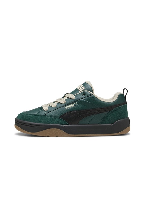 Puma, Pantofi sport cu detalii de piele intoarsa Park Lifestyle, Negru, Verde englez, 8
